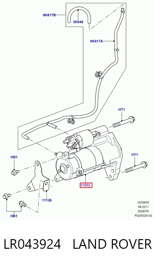 Motor de arranque LR043924 Land Rover