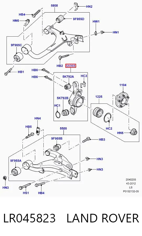 Mangueta trasera izquierda LR045823 Land Rover