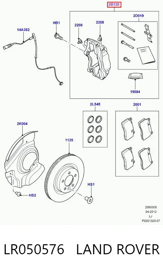 Pinza de freno delantera derecha LR050576 Land Rover