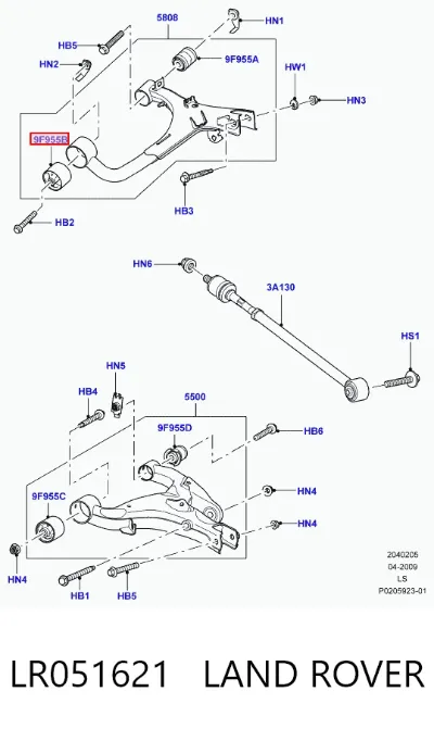 Silentblock del brazo superior de suspensión trasera LAND ROVER LR051621