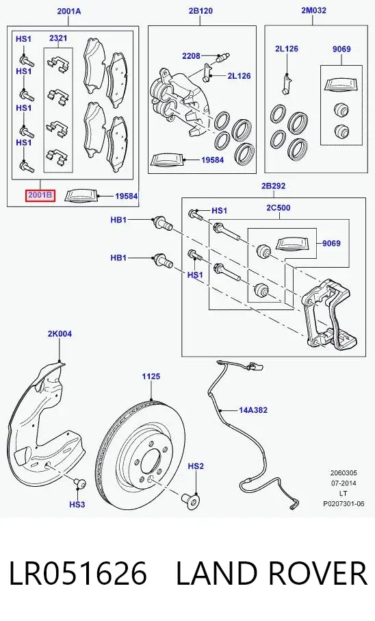 Pastillas de freno LR051626 Land Rover