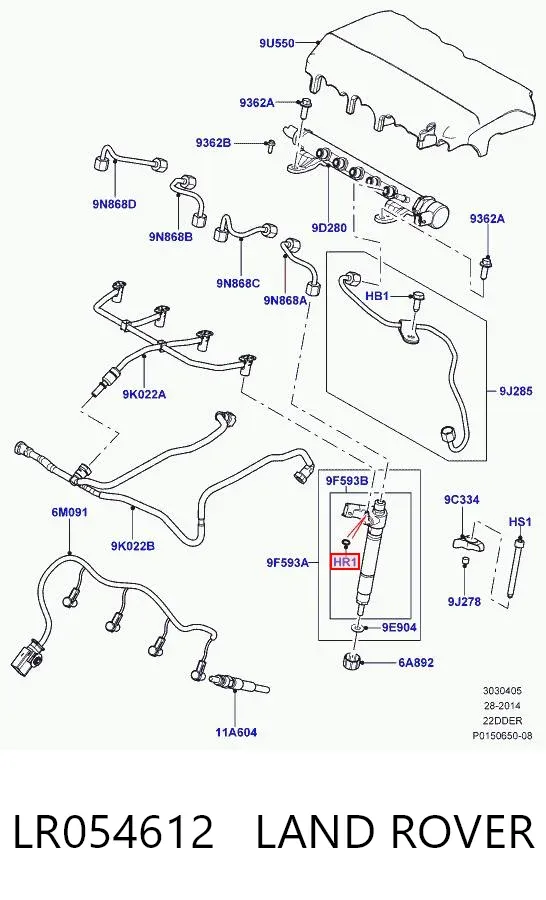 Anillo de sellado del conector de retorno del inyector LR054612 Land Rover