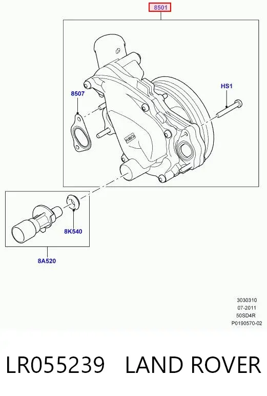 Bomba de agua LR055239 Land Rover