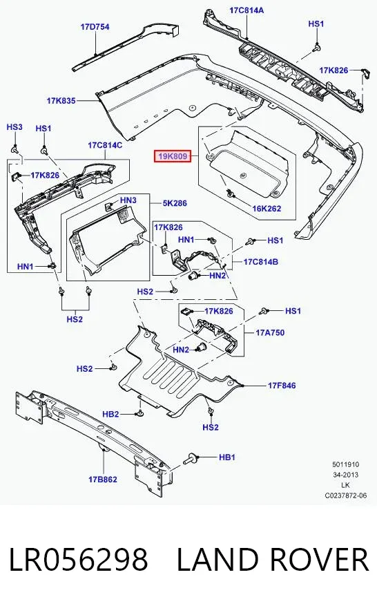 Tapa de gancho de remolque trasero del parachoques LR056298 Land Rover