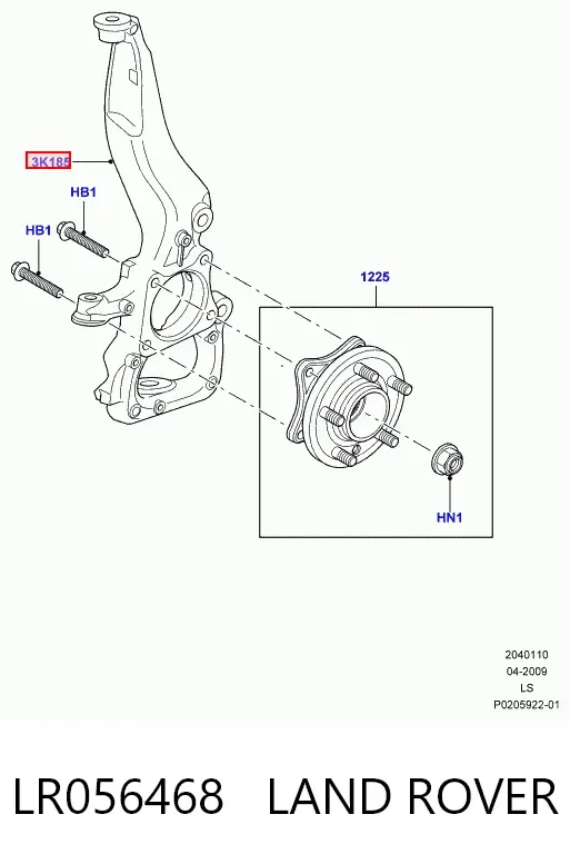 Mangueta delantera derecha LR056468 Land Rover