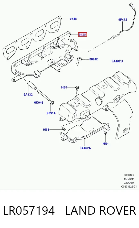 Colector de escape LR057194 Land Rover