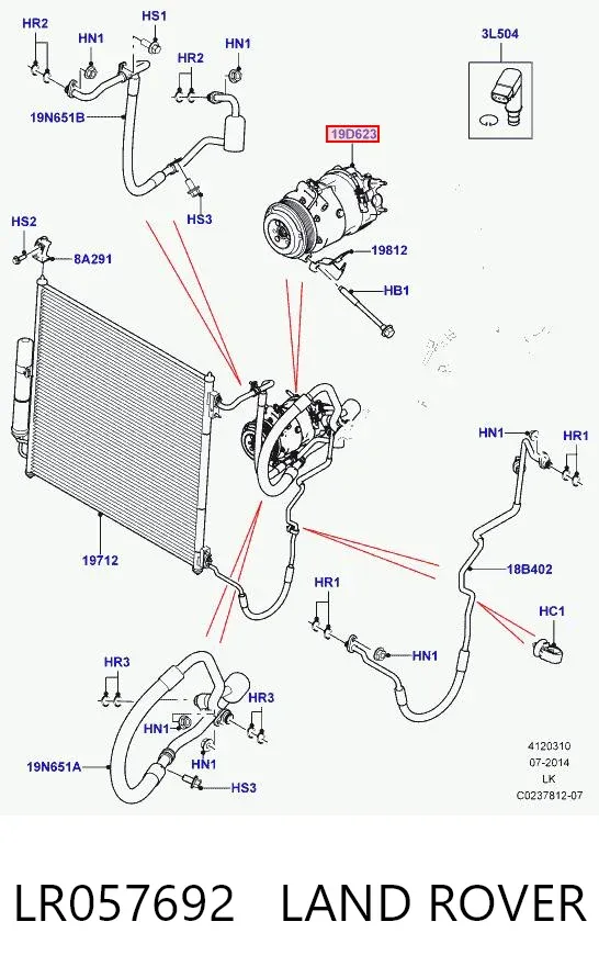 Compresor de aire acondicionado LR057692 Land Rover