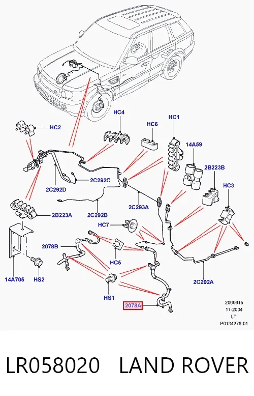 Latiguillos de freno delantero izquierdo LR058020 Land Rover