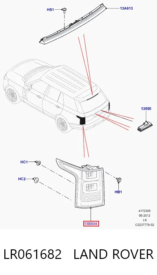 Piloto trasero izquierdo LR061682 Land Rover