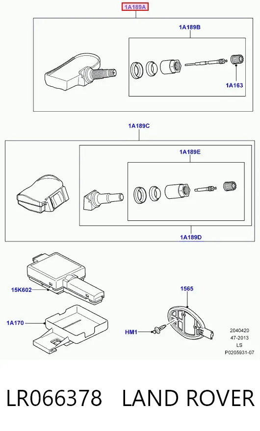 Sensor de presión de neumáticos LR066378 Land Rover
