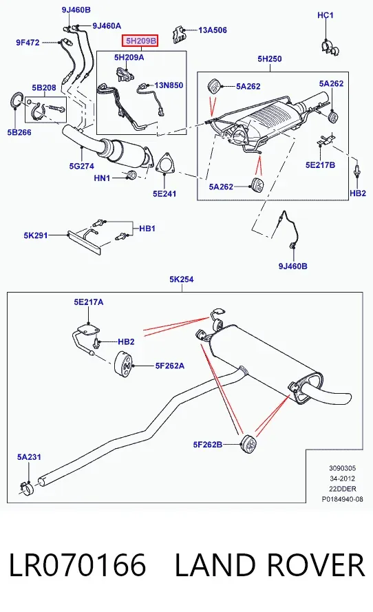 Sensor de presion gases de escape LR070166 Land Rover