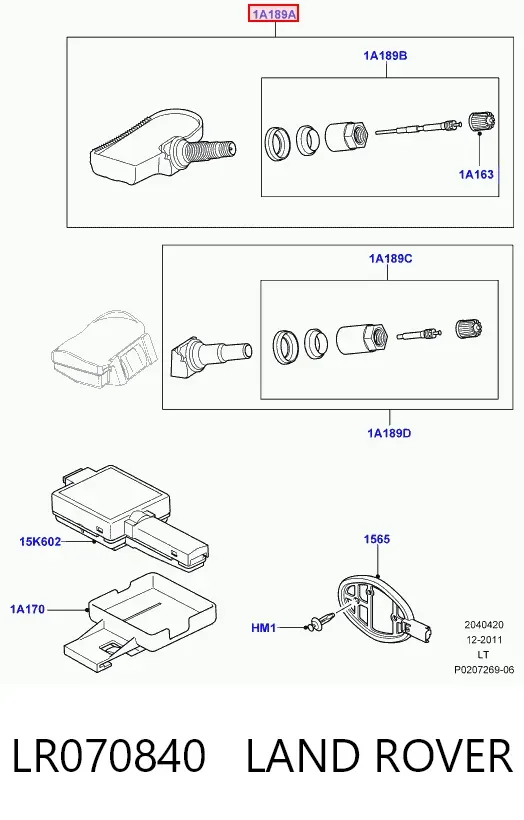 Sensor de presión de neumáticos LR070840 Land Rover
