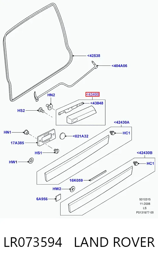 Tirador de puerta de maletero exterior LR073594 Land Rover