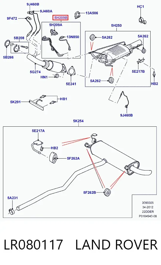 Sensor de presion gases de escape LR080117 Land Rover