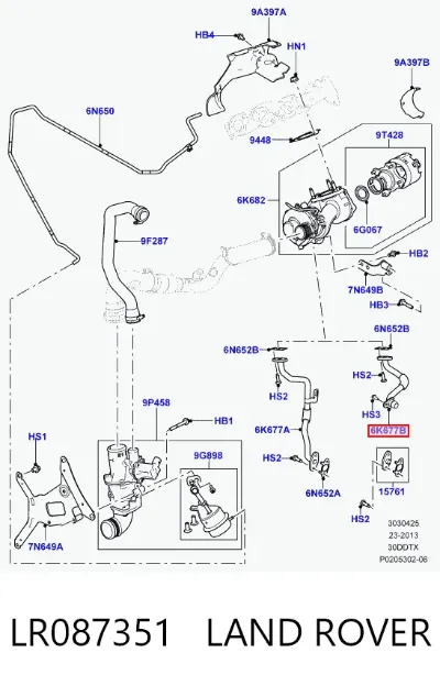 Tubo de drenaje de aceite de turbocompresor LAND ROVER LR087351