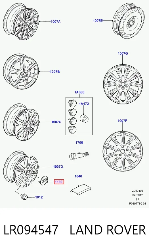 Tapa de cubo de rueda LR094547 Land Rover