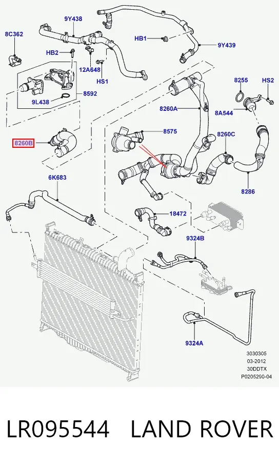 Manguera radiador LR095544 Land Rover