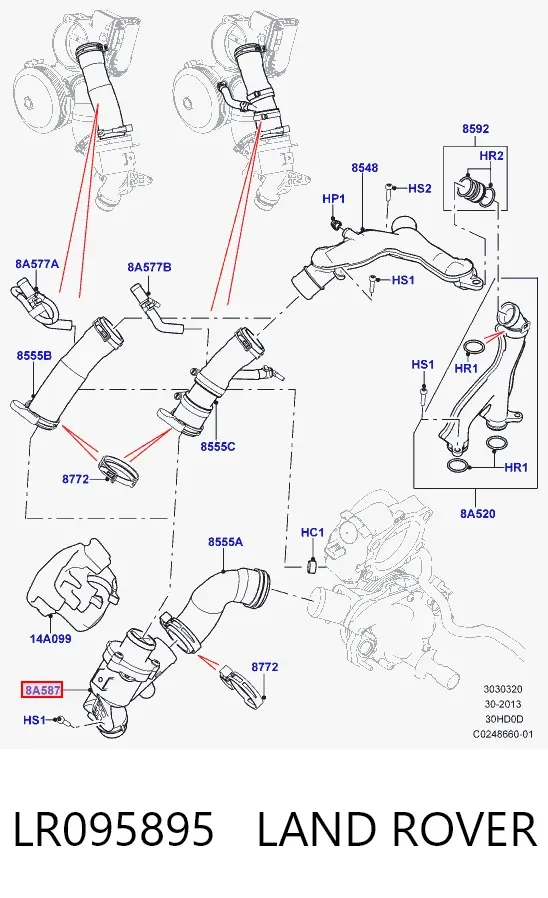Caja de termostato LR095895 Land Rover