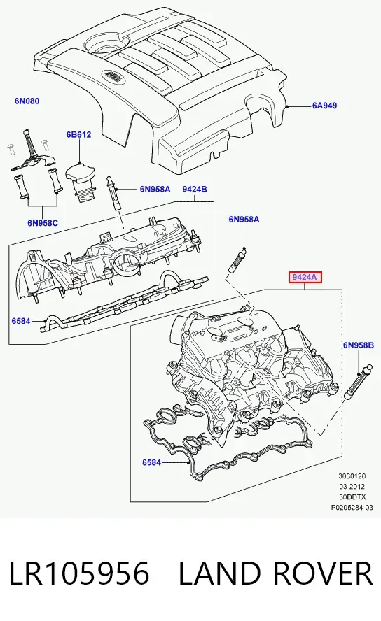 Tapa de válvulas izquierda LR105956 Land Rover