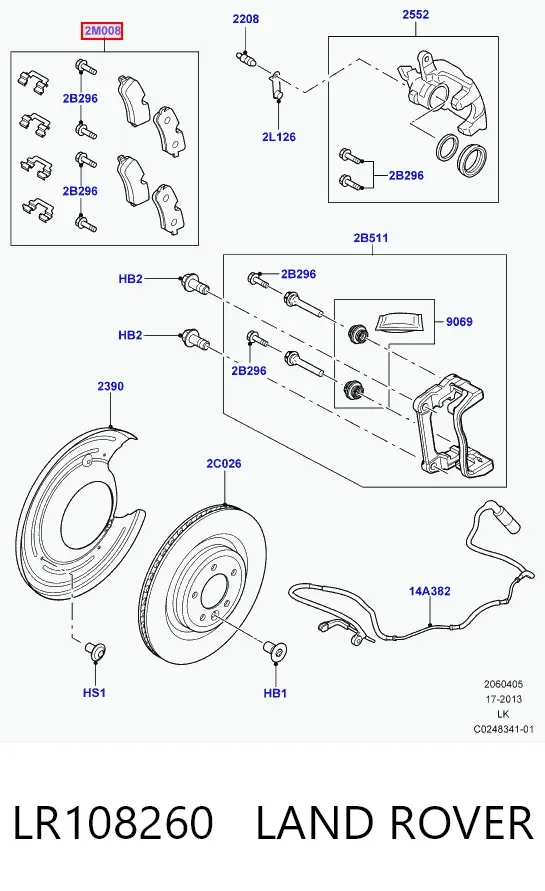 Pastillas de freno traseras LR108260 Land Rover