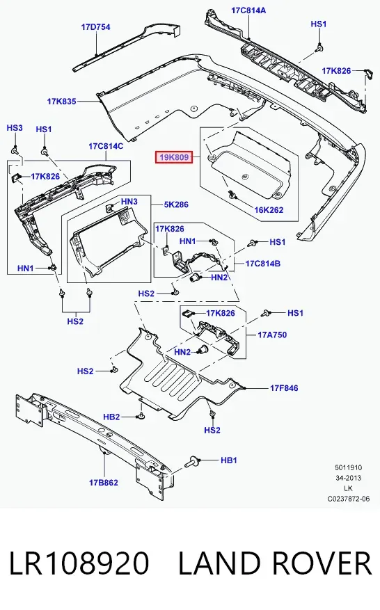Tapa de gancho de remolque trasero del parachoques LR108920 Land Rover