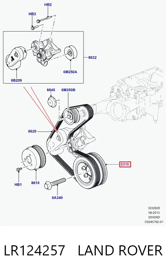 Polea de cigüeñal LR124257 Land Rover