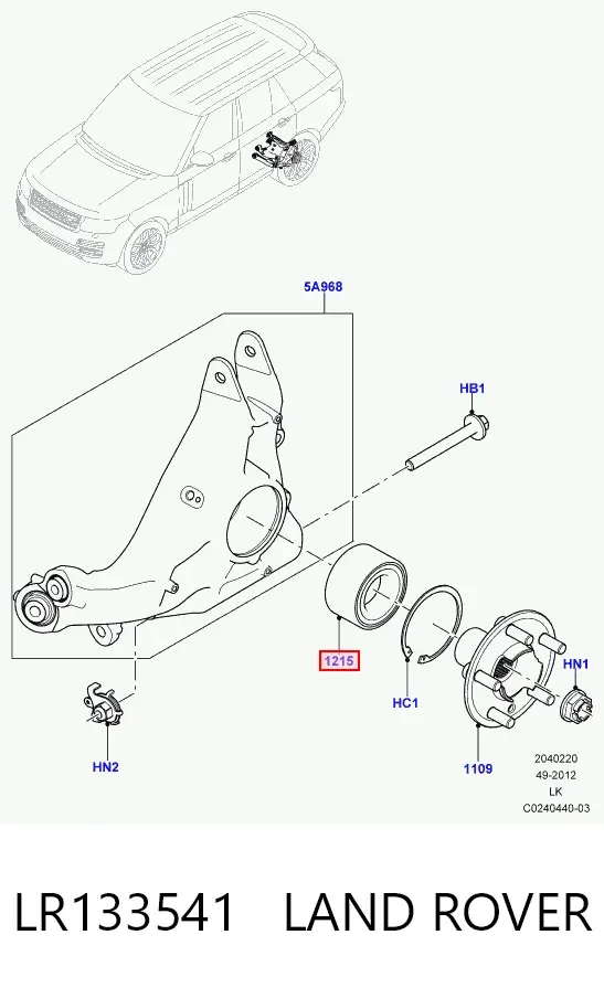 Cojinete de rueda delantero LR133541 Land Rover