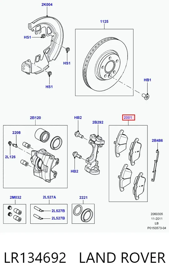 Pastillas de freno LR134692 Land Rover