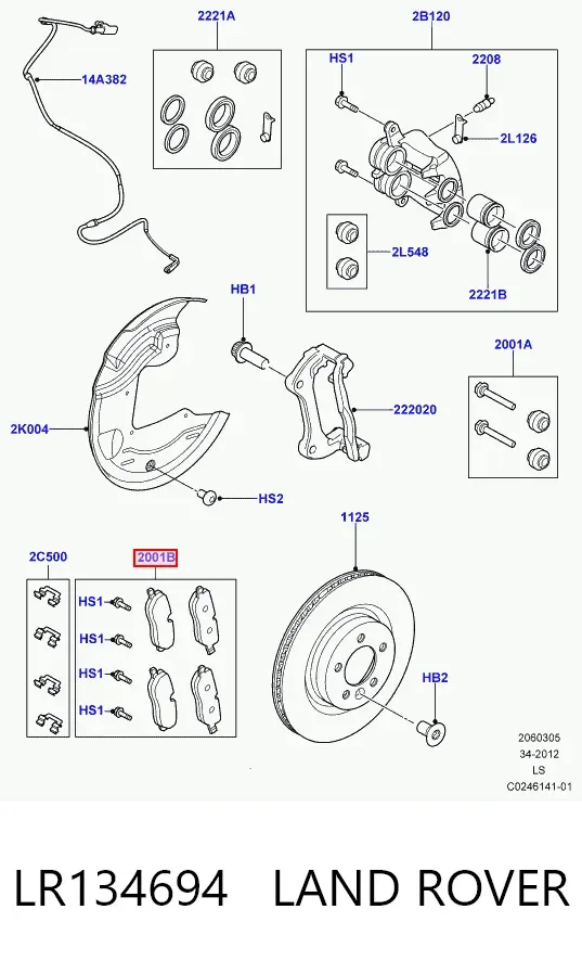 Pastillas de freno LR134694 Land Rover