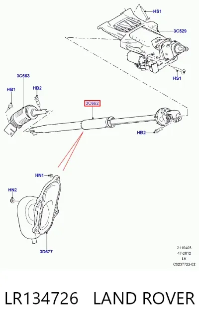 Eje inferior de la columna de dirección LAND ROVER LR134726