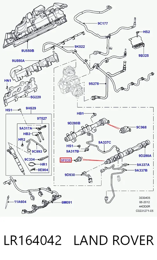 Sensor de presión de combustible LR164042 Land Rover