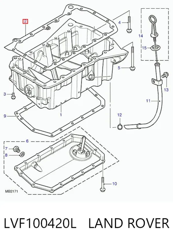 Junta superior del cárter de aceite del motor LVF100420L Land Rover