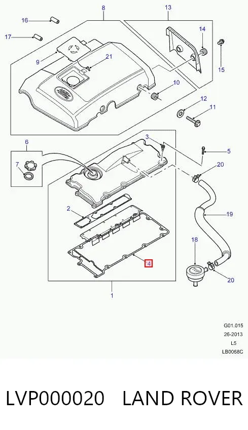 Junta tapa de balancines LVP000020 Land Rover
