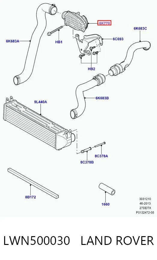 Deflector de aire del radiador del intercooler LWN500030 Land Rover