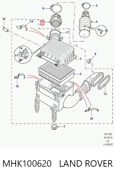 Sensor de flujo de masa de aire LAND ROVER MHK100620