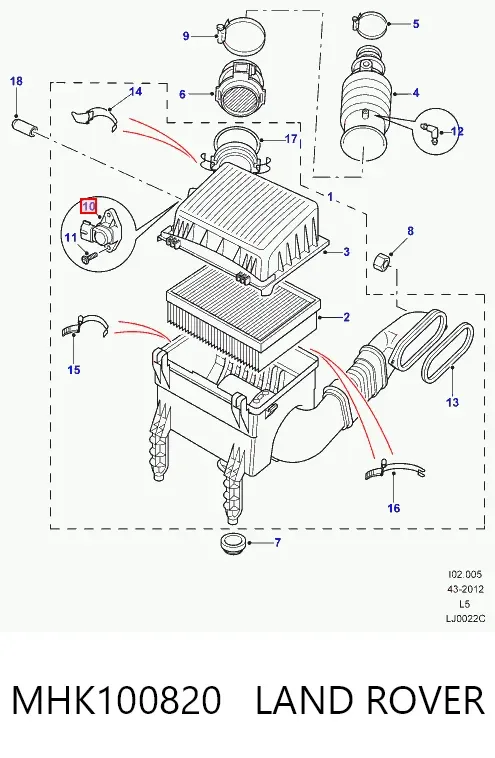 Sensor de presión del colector de admisión MHK100820 Land Rover
