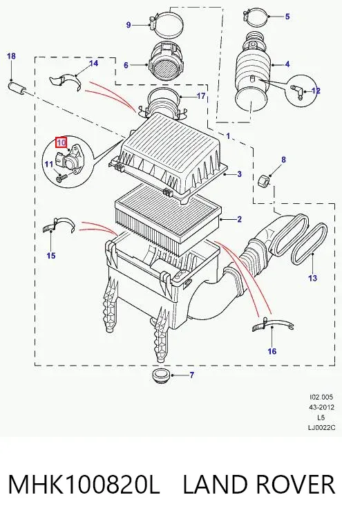 Sensor de presión del colector de admisión MHK100820L Land Rover