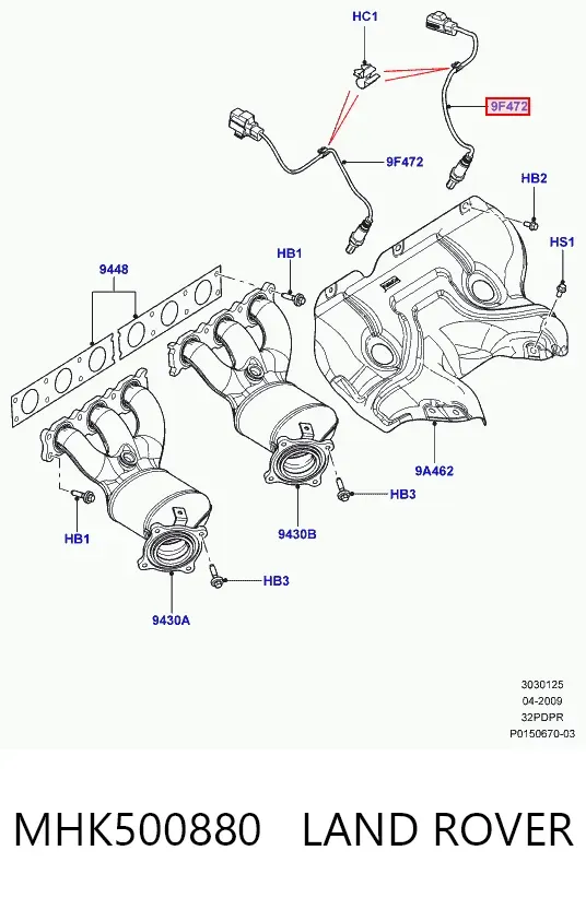 Sensor de oxígeno previo al catalizador MHK500880 Land Rover