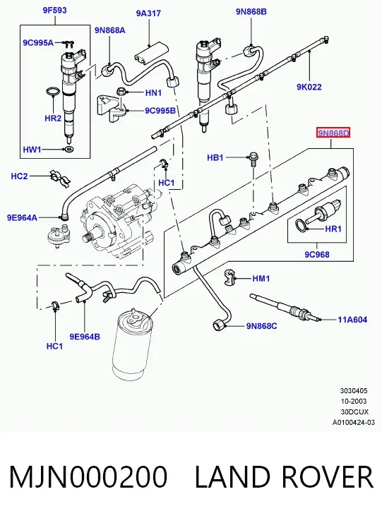 Rampa de combustible MJN000200 Land Rover