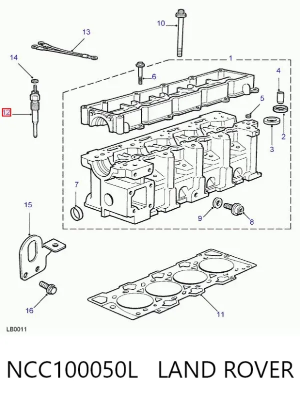 Bujía de precalentamiento NCC100050L Land Rover