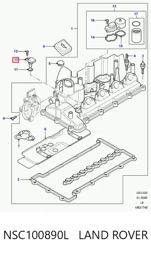 Sensor de árbol de levas NSC100890L Land Rover