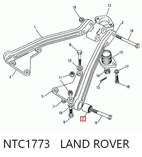 Silentblock del brazo superior de suspensión trasera NTC1773 Land Rover