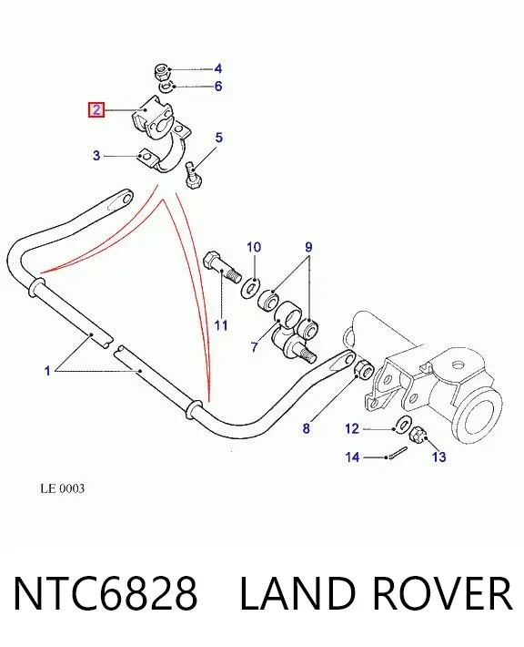 Buje de barra estabilizadora delantera NTC6828 Land Rover