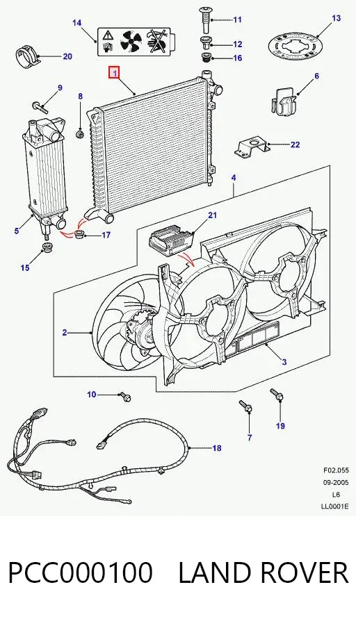 Radiador PCC000100 Land Rover