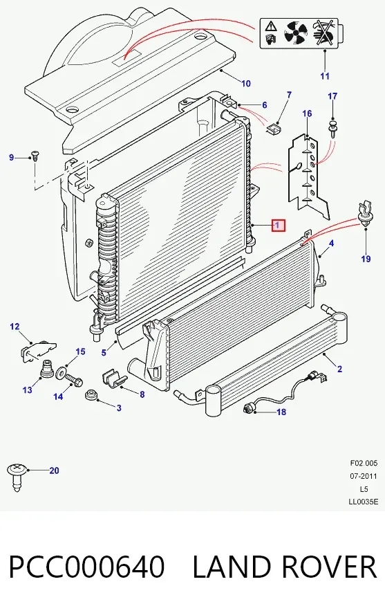 Radiador PCC000640 Land Rover