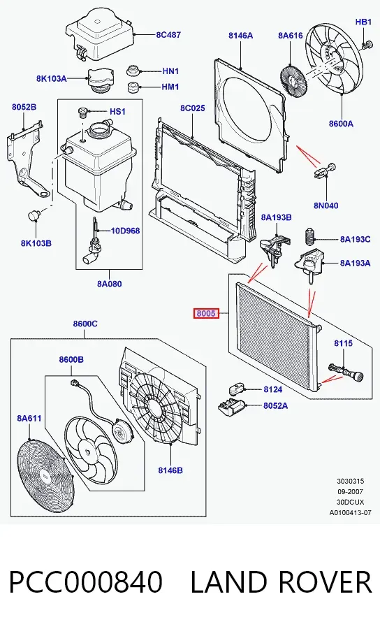 Radiador PCC000840 Land Rover