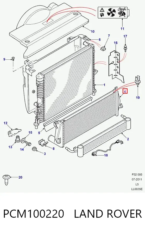 Intercooler PCM100220 Land Rover