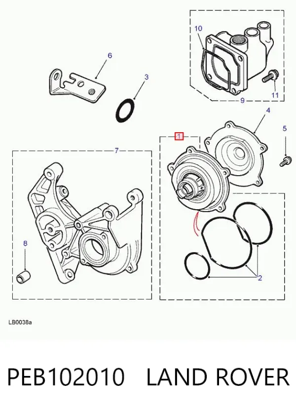 Bomba de agua PEB102010 Land Rover