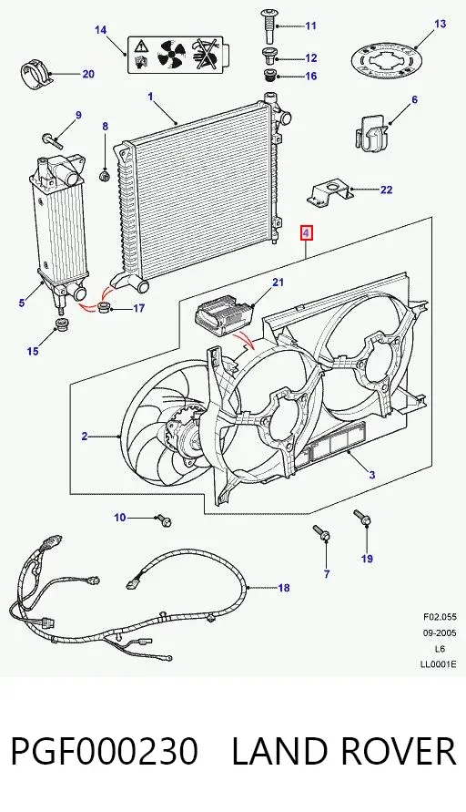 Ventilador de radiador PGF000230 Land Rover