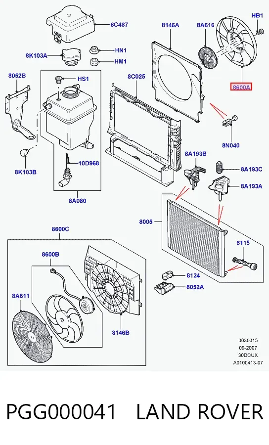 Ventilador del radiador PGG000041 Land Rover
